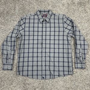 UNTUCKit Gray Plaid Stripe Flannel Long Sleeve Button Up Shirt Mens Size 2XL